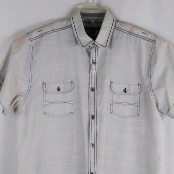 Drill NYC button gray shirt 2 pocket men size XL - Picture 3 of 4
